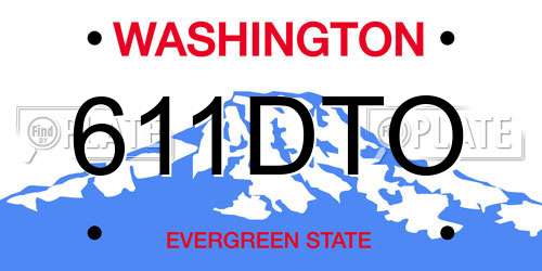 611DTO Washington License Plate