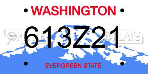613Z21 Washington License Plate