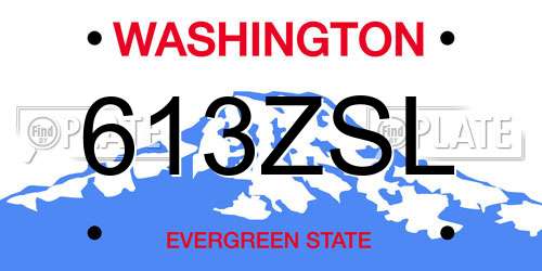613ZSL Washington License Plate