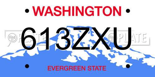 613ZXU Washington License Plate