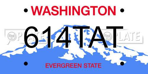 614TAT Washington License Plate
