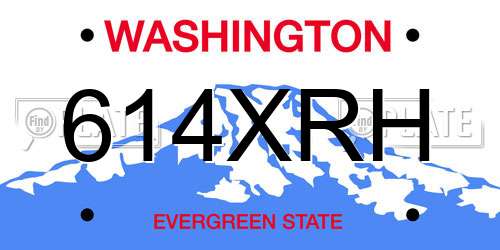 614XRH Washington License Plate