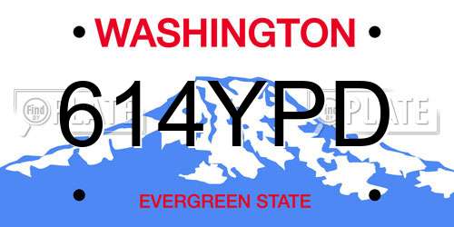 614YPD Washington License Plate