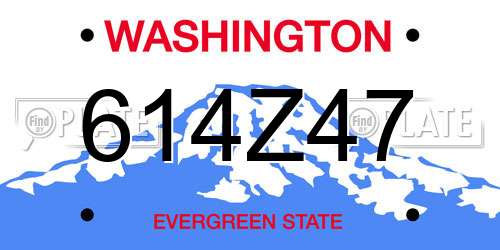 614Z47 Washington License Plate
