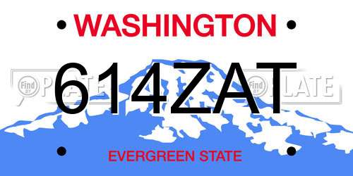 614ZAT Washington License Plate