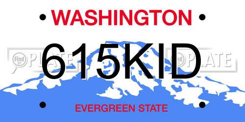 615KID Washington License Plate