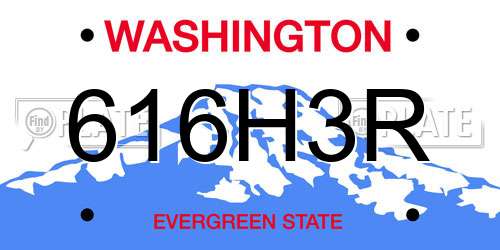 616H3R Washington License Plate