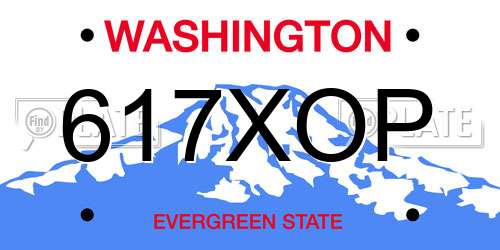 617XOP Washington License Plate