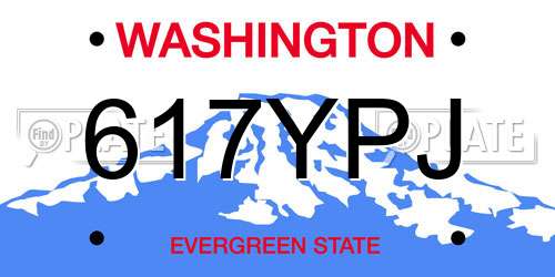 617YPJ Washington License Plate