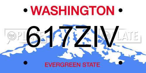 617ZIV Washington License Plate