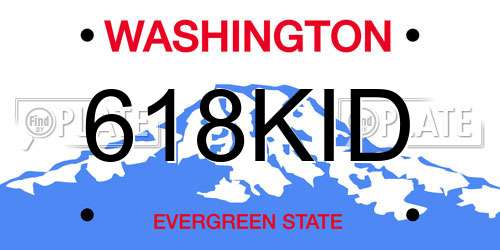 618KID Washington License Plate