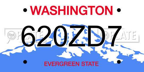 620ZD7 Washington License Plate