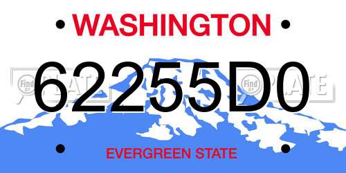 62255D0 Washington License Plate