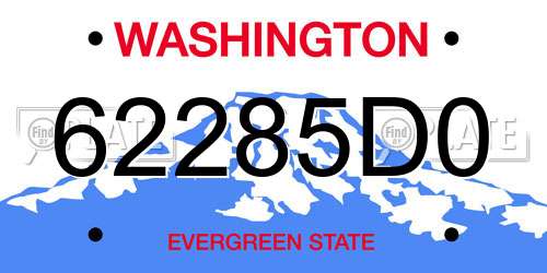 62285D0 Washington License Plate