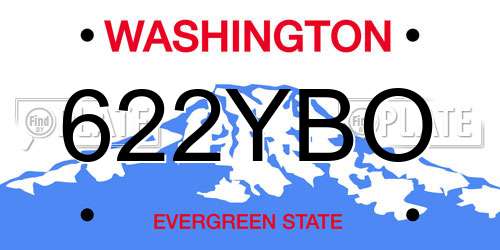 622YBO Washington License Plate