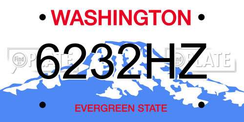 6232HZ Washington License Plate
