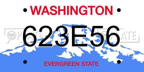 623E56 Washington License Plate