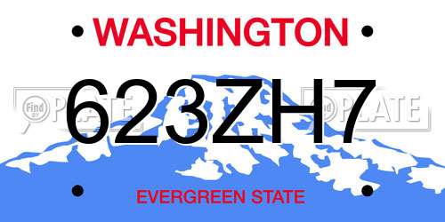 623ZH7 Washington License Plate