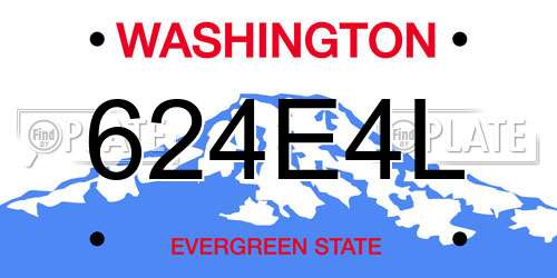 624E4L Washington License Plate