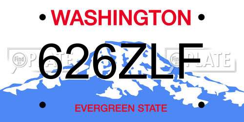 626ZLF Washington License Plate