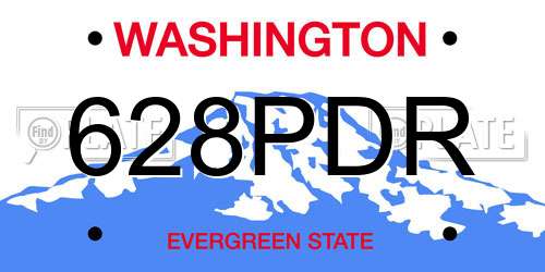 628PDR Washington License Plate