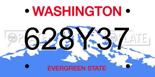 628Y37 Washington License Plate