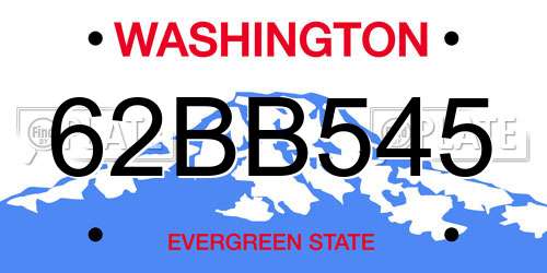 62BB545 Washington License Plate
