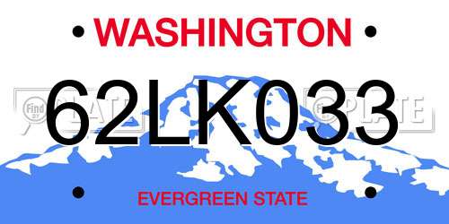 62LK033 Washington License Plate