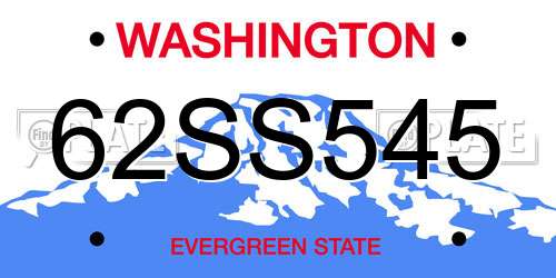 62SS545 Washington License Plate