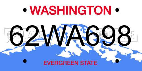 62WA698 Washington License Plate