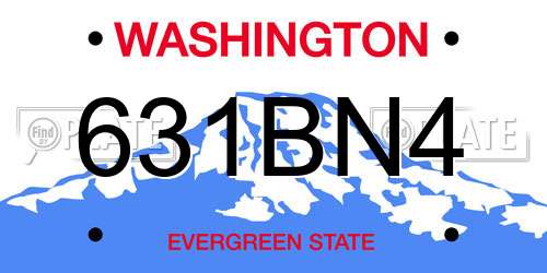 631BN4 Washington License Plate