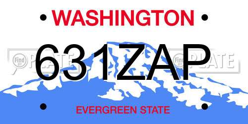 631ZAP Washington License Plate