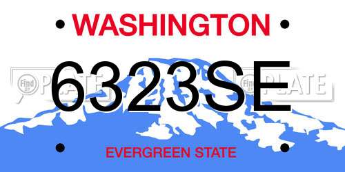 6323SE Washington License Plate