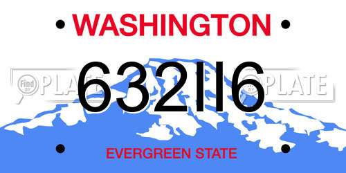 632II6 Washington License Plate