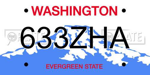633ZHA Washington License Plate