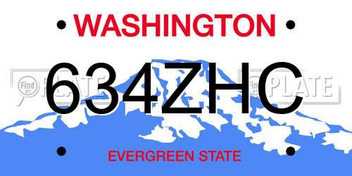 634ZHC Washington License Plate