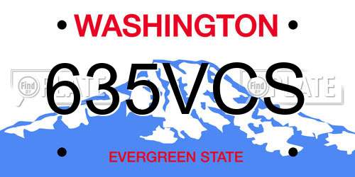 635VCS Washington License Plate