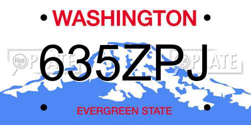 635ZPJ Washington License Plate