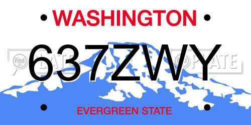 637ZWY Washington License Plate