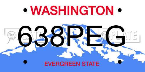 638PEG Washington License Plate