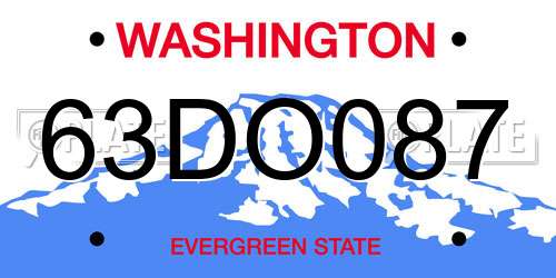 63DO087 Washington License Plate