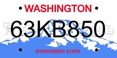 63KB850 Washington License Plate