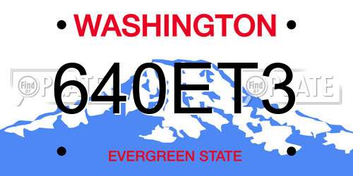 640ET3 Washington License Plate