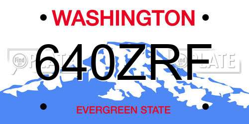 640ZRF Washington License Plate