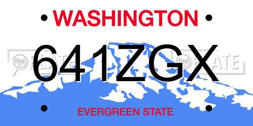 641ZGX Washington License Plate