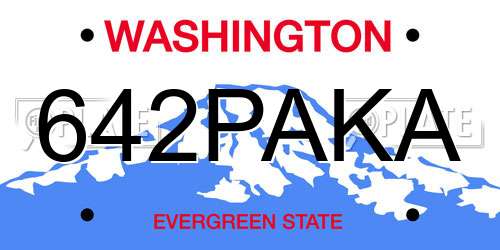 642PAKA Washington License Plate