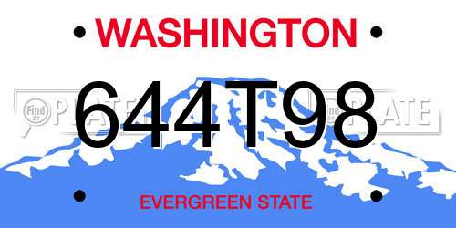 644T98 Washington License Plate
