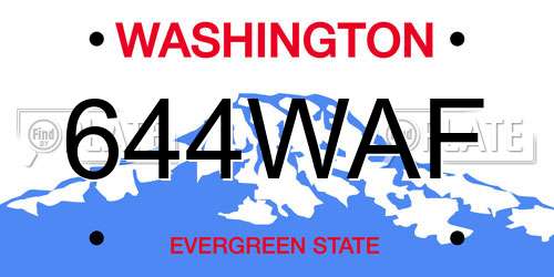 644WAF Washington License Plate