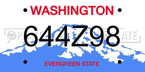 644Z98 Washington License Plate