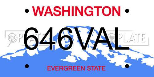 646VAL Washington License Plate